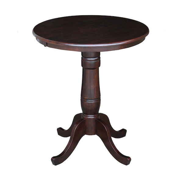 International Concepts Round 30 in Round Top Pedestal Table, 34.9 inH, Rich Mocha, 30 W, 30 L, 35.1 in H, Wood, Rich Mocha K15-30RT-6B - main